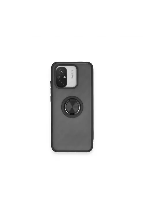 Xiaomi Redmi 12c Kılıf Montreal Yüzüklü Silikon Kapak - Siyah