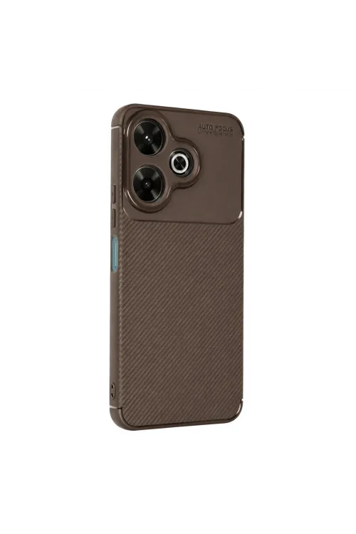 Xiaomi Redmi 13 4g Kılıf Auto Focus Karbon Kapak - Kahverengi