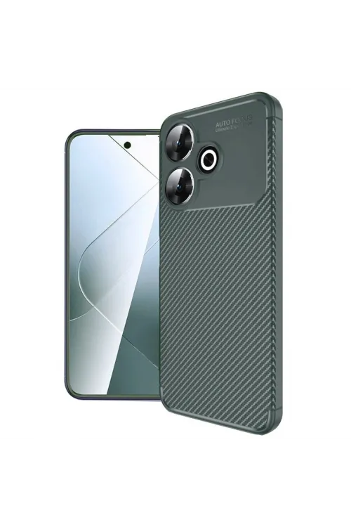 Xiaomi Redmi 13 4g Kılıf Auto Focus Karbon Kapak - Koyu Yeşil