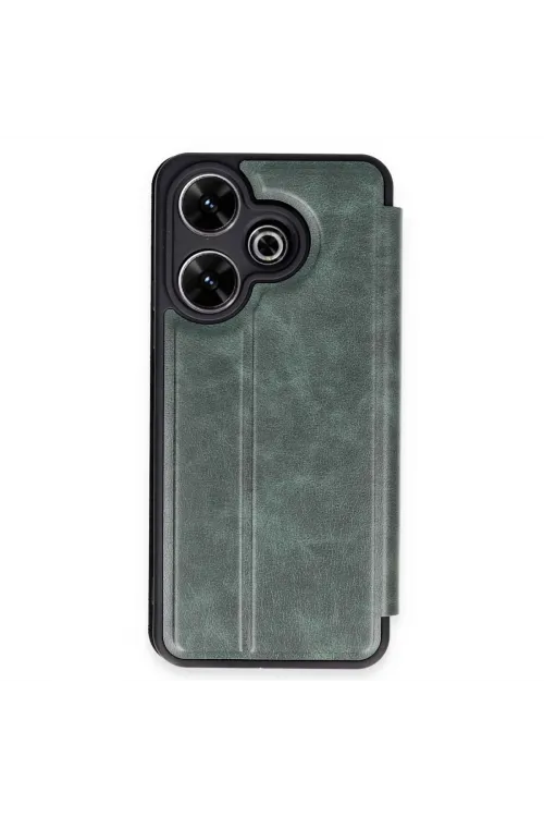 Xiaomi Redmi 13 4g Kılıf Flip Cover - Koyu Yeşil