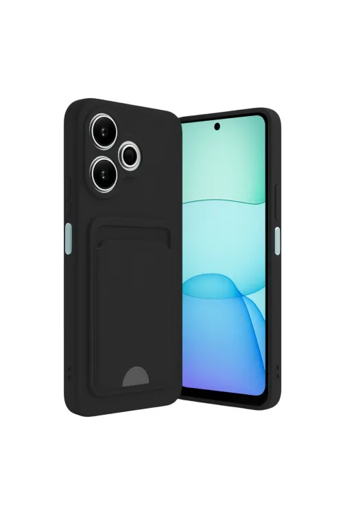 Xiaomi Redmi 13 4g Kılıf Kelvin Kartvizitli Silikon - Siyah