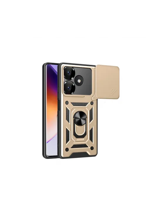 Xiaomi Redmi 13 4g Kılıf Pars Lens Yüzüklü Silikon - Gold
