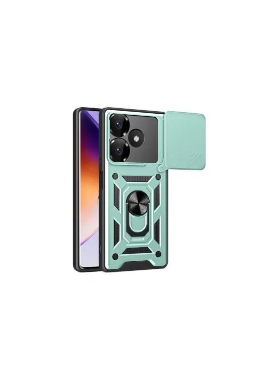 Xiaomi Redmi 13 4g Kılıf Pars Lens Yüzüklü Silikon - Yeşil