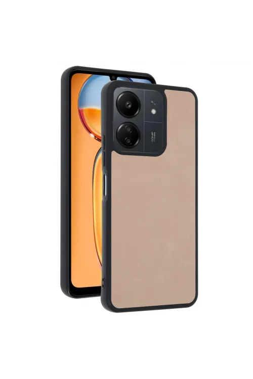 Xiaomi Redmi 13c Kılıf Aras Deri Kapak - Pudra