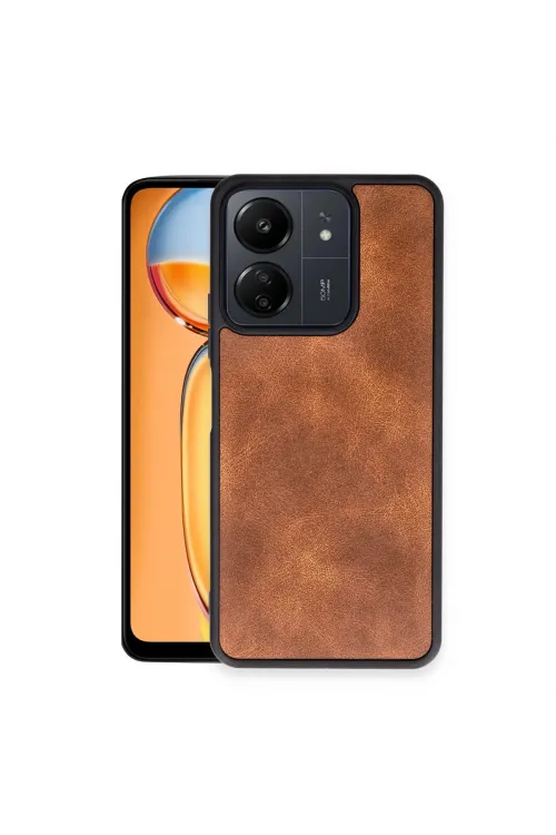 Xiaomi Redmi 13c Kılıf Aras Deri Kapak - Taba