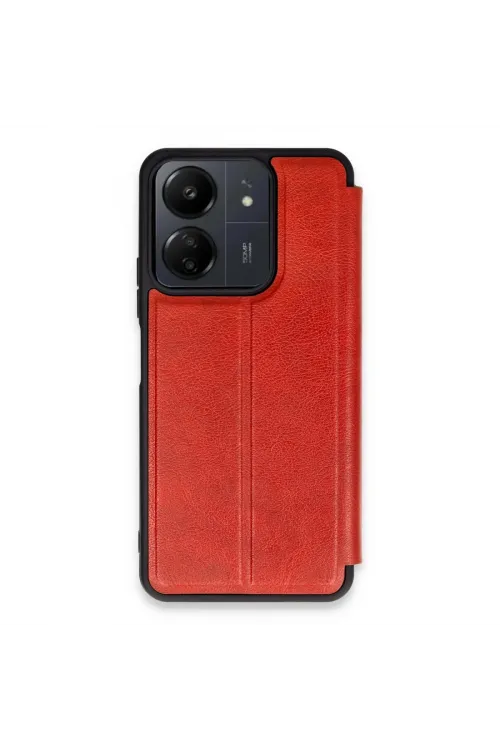 Xiaomi Redmi 13c Kılıf Flip Cover - Kırmızı