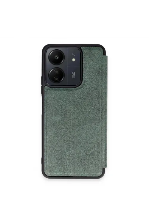 Xiaomi Redmi 13c Kılıf Flip Cover - Koyu Yeşil