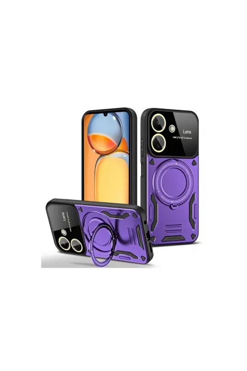 Xiaomi Redmi 13c Kılıf Joy Lens Standlı Kapak - Mor