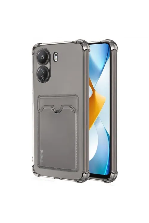 Xiaomi Redmi 13c Kılıf Kart Şeffaf Silikon - Şeffaf