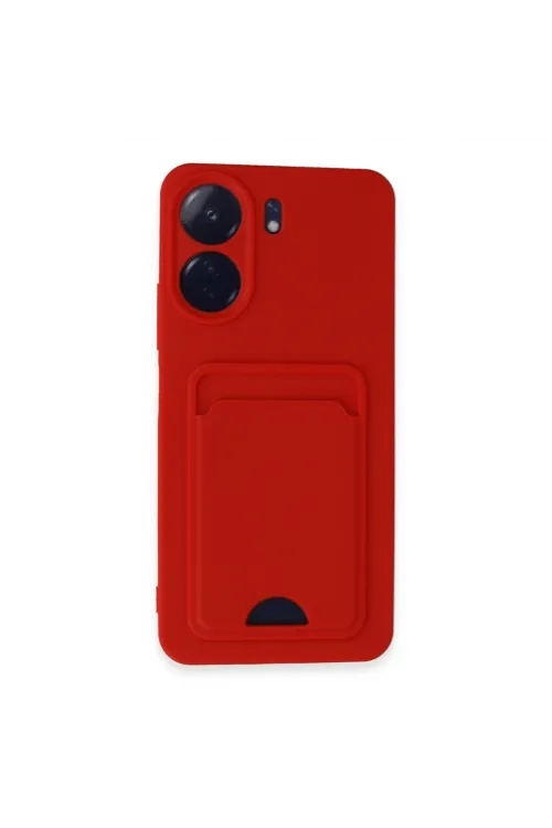 Xiaomi Redmi 13c Kılıf Kelvin Kartvizitli Silikon - Kırmızı