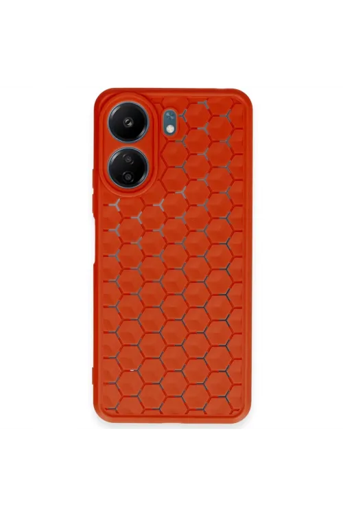 Xiaomi Redmi 13c Kılıf Petek Silikon Kapak - Kırmızı