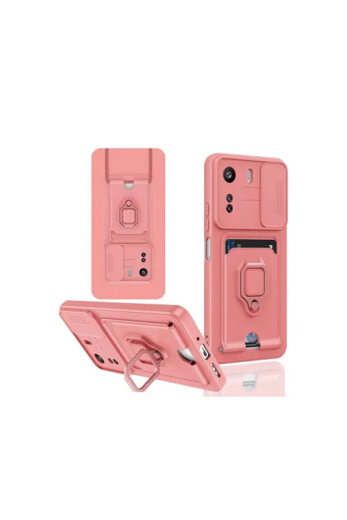 Xiaomi Redmi 13c Kılıf Zuma Kartvizitli Yüzüklü Silikon - Pembe