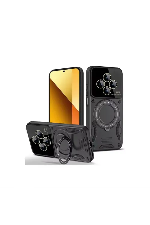 Xiaomi Redmi 14c Kılıf Joy Lens Standlı Kapak - Siyah