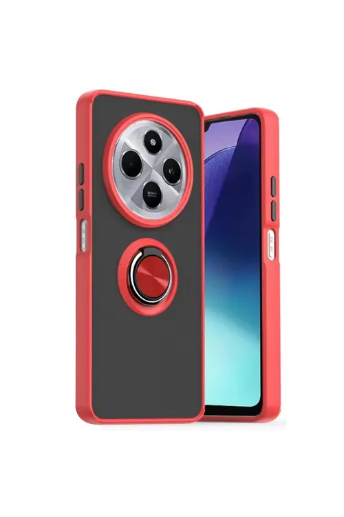 Xiaomi Redmi 14c Kılıf Montreal Yüzüklü Silikon Kapak - Kırmızı