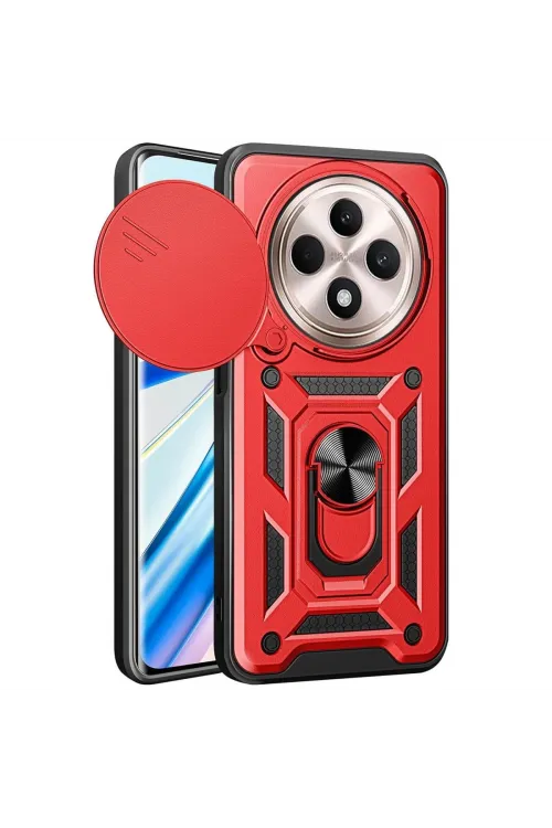 Xiaomi Redmi 14c Kılıf Pars Lens Yüzüklü Silikon - Kırmızı