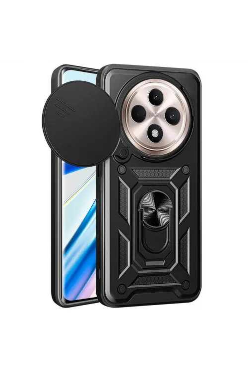 Xiaomi Redmi 14c Kılıf Pars Lens Yüzüklü Silikon - Siyah