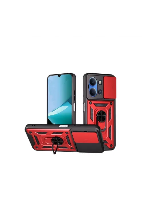 Xiaomi Redmi 15c 4g Pars Lens Yüzüklü Silikon - Kırmızı