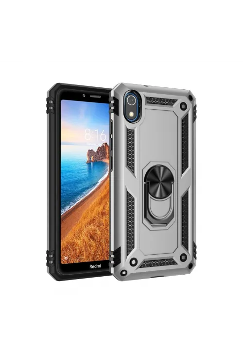 Xiaomi Redmi 7a Kılıf Sofya Yüzüklü Silikon Kapak - Gümüş