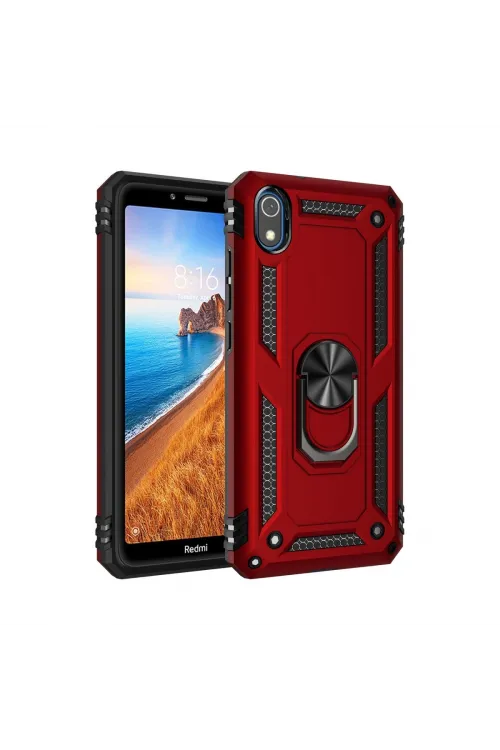 Xiaomi Redmi 7a Kılıf Sofya Yüzüklü Silikon Kapak - Kırmızı