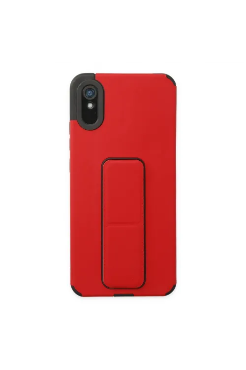 Xiaomi Redmi 9a Kılıf Mega Standlı Silikon - Kırmızı