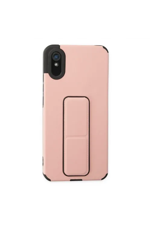 Xiaomi Redmi 9a Kılıf Mega Standlı Silikon - Pudra