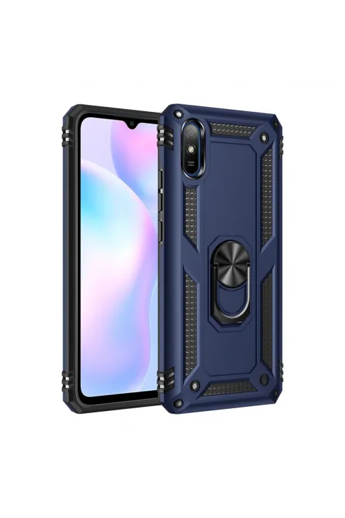 Xiaomi Redmi 9a Kılıf Sofya Yüzüklü Silikon Kapak - Lacivert