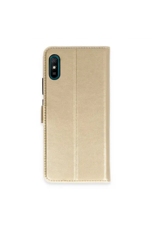 Xiaomi Redmi 9a Kılıf Trend S Plus Kapaklı Kılıf - Gold