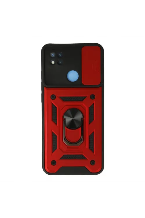 Xiaomi Redmi 9c Kılıf Pars Lens Yüzüklü Silikon - Kırmızı