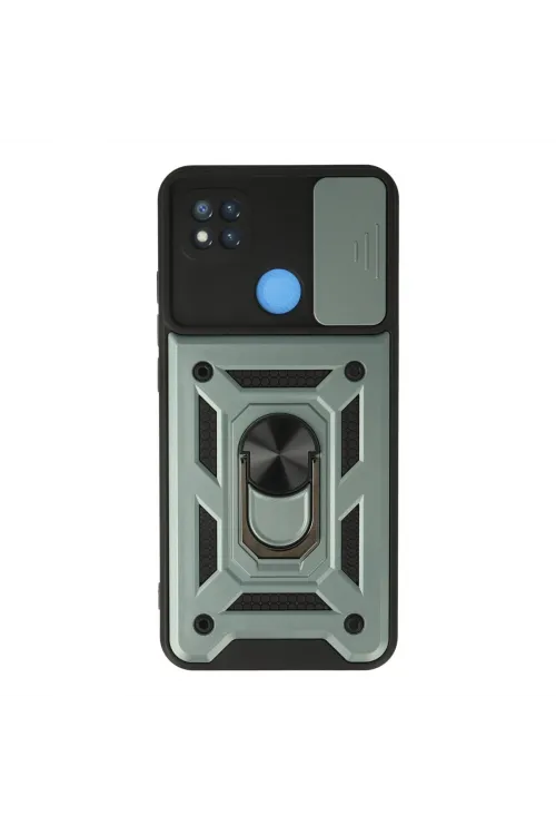 Xiaomi Redmi 9c Kılıf Pars Lens Yüzüklü Silikon - Yeşil