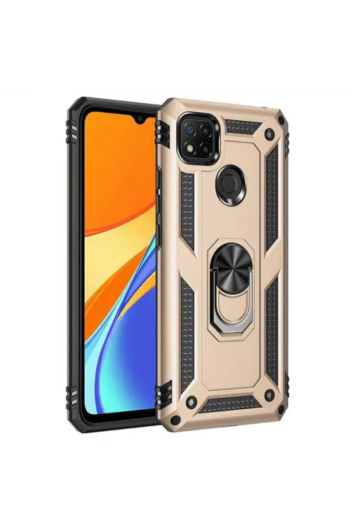 Xiaomi Redmi 9c Kılıf Sofya Yüzüklü Silikon Kapak - Gold