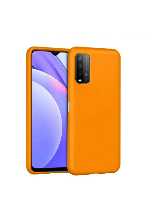 Xiaomi Redmi 9t Kılıf Nano İçi Kadife Silikon - Turuncu