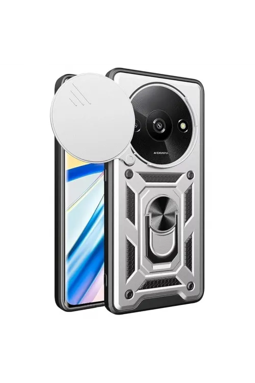 Xiaomi Redmi A3 4g Kılıf Pars Lens Yüzüklü Silikon - Gümüş