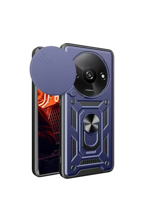 Xiaomi Redmi A3 4g Kılıf Pars Lens Yüzüklü Silikon - Lacivert