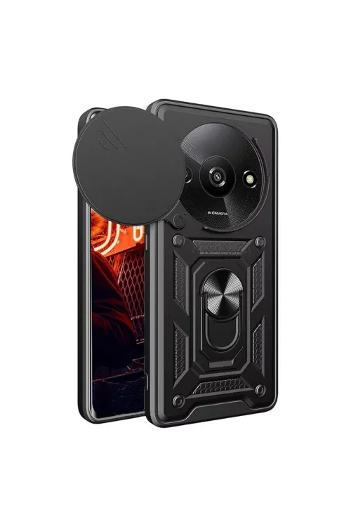 Xiaomi Redmi A3 4g Kılıf Pars Lens Yüzüklü Silikon - Siyah