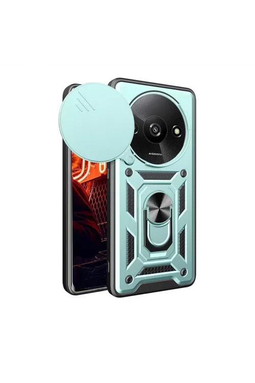 Xiaomi Redmi A3 4g Kılıf Pars Lens Yüzüklü Silikon - Yeşil