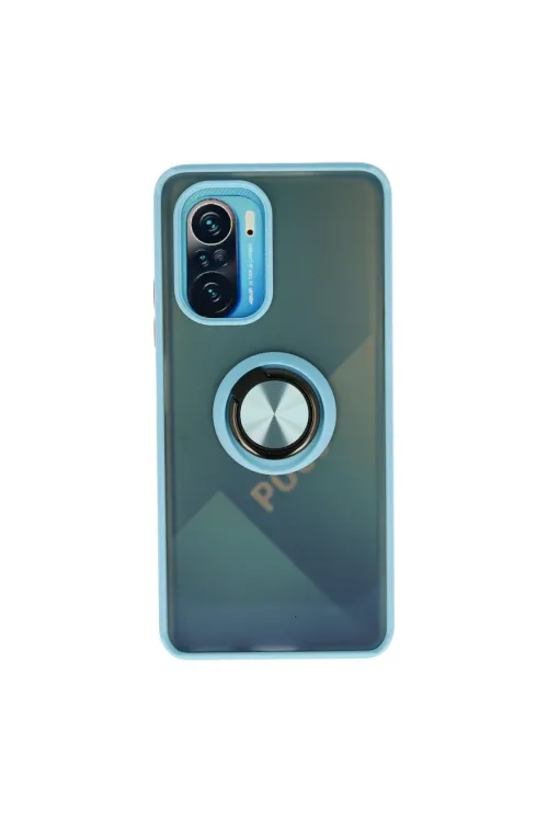 Xiaomi Redmi K40 Kılıf Montreal Yüzüklü Silikon Kapak - Buz Mavi