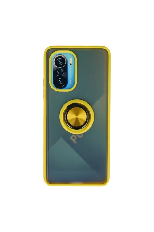 Xiaomi Redmi K40 Kılıf Montreal Yüzüklü Silikon Kapak - Sarı