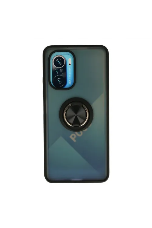 Xiaomi Redmi K40 Kılıf Montreal Yüzüklü Silikon Kapak - Siyah