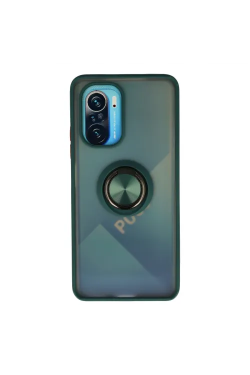 Xiaomi Redmi K40 Kılıf Montreal Yüzüklü Silikon Kapak - Yeşil