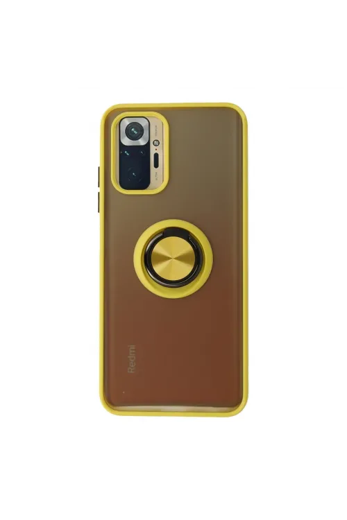 Xiaomi Redmi Note 10 Kılıf Montreal Yüzüklü Silikon Kapak - Sarı
