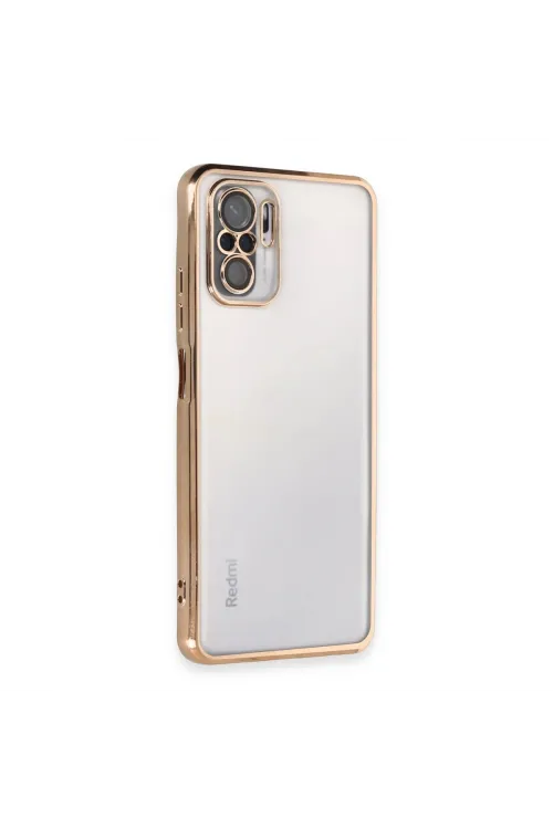 Xiaomi Redmi Note 10 Kılıf Razer Lensli Silikon - Gold