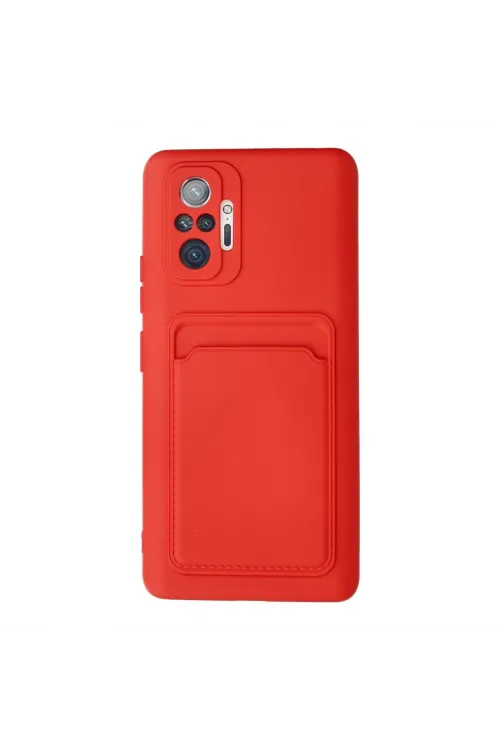 Xiaomi Redmi Note 10 Pro Kılıf Kelvin Kartvizitli Silikon - Kırmızı
