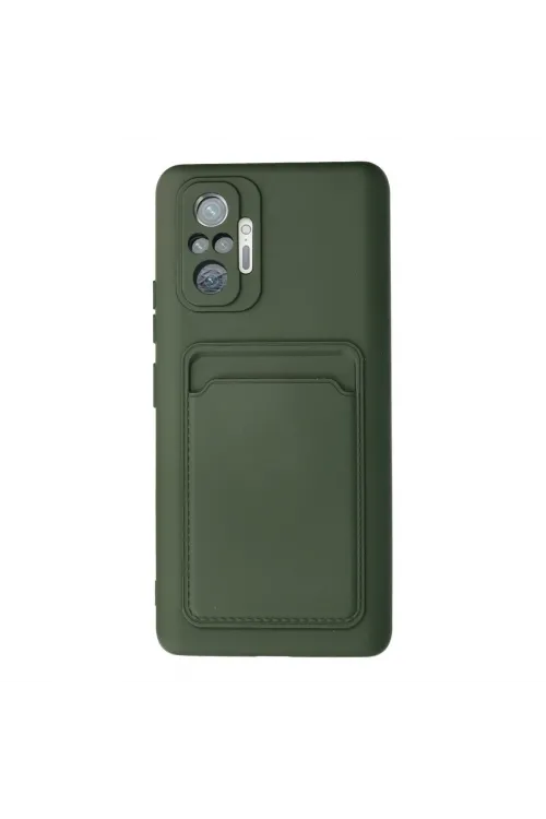 Xiaomi Redmi Note 10 Pro Kılıf Kelvin Kartvizitli Silikon - Koyu Yeşil