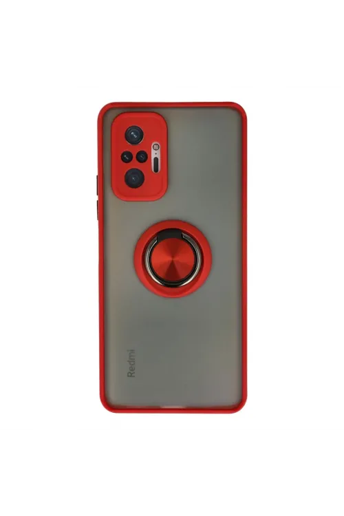 Xiaomi Redmi Note 10 Pro Kılıf Montreal Yüzüklü Silikon Kapak - Kırmızı