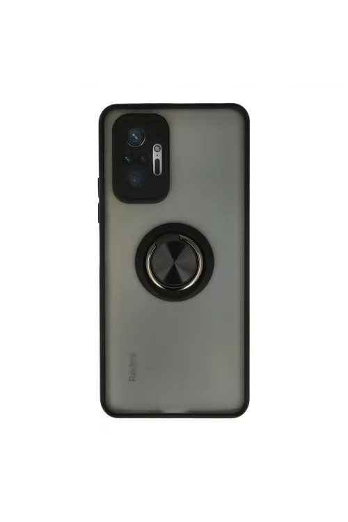 Xiaomi Redmi Note 10 Pro Kılıf Montreal Yüzüklü Silikon Kapak - Siyah