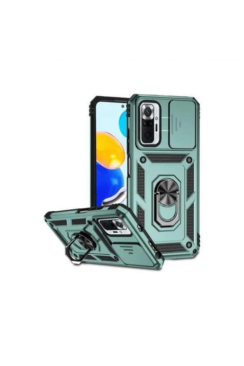 Xiaomi Redmi Note 10 Pro Kılıf Pars Lens Yüzüklü Silikon - Yeşil