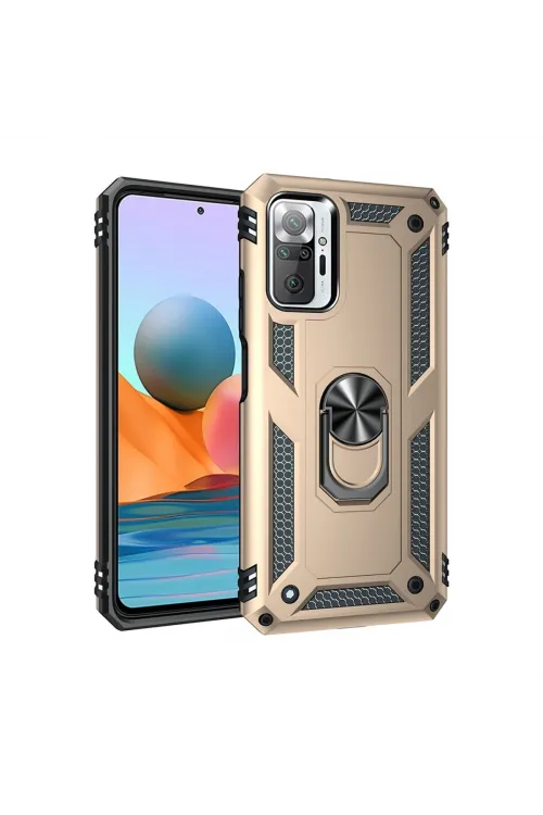 Xiaomi Redmi Note 10 Pro Kılıf Sofya Yüzüklü Silikon Kapak - Gold