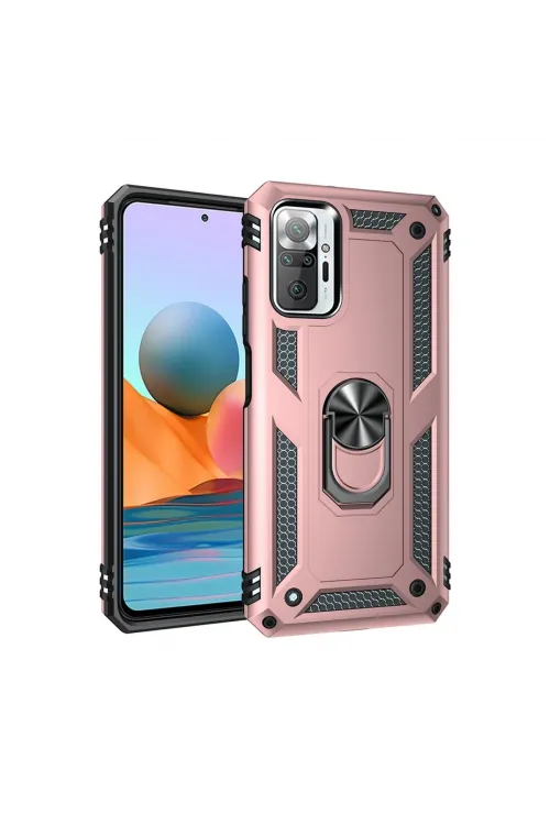Xiaomi Redmi Note 10 Pro Kılıf Sofya Yüzüklü Silikon Kapak - Rose