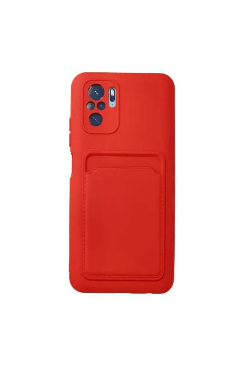 Xiaomi Redmi Note 10s Kılıf Kelvin Kartvizitli Silikon - Kırmızı
