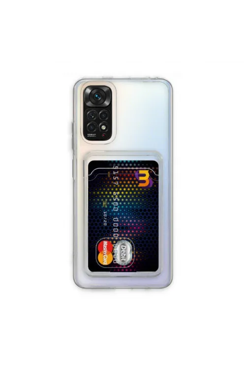 Xiaomi Redmi Note 11 Kılıf Kart Şeffaf Silikon - Şeffaf